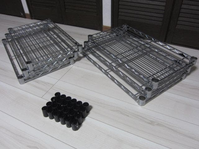  ERECTA ワイヤーシェルフ6枚 スリーブ付 60cm×35ｃｍ