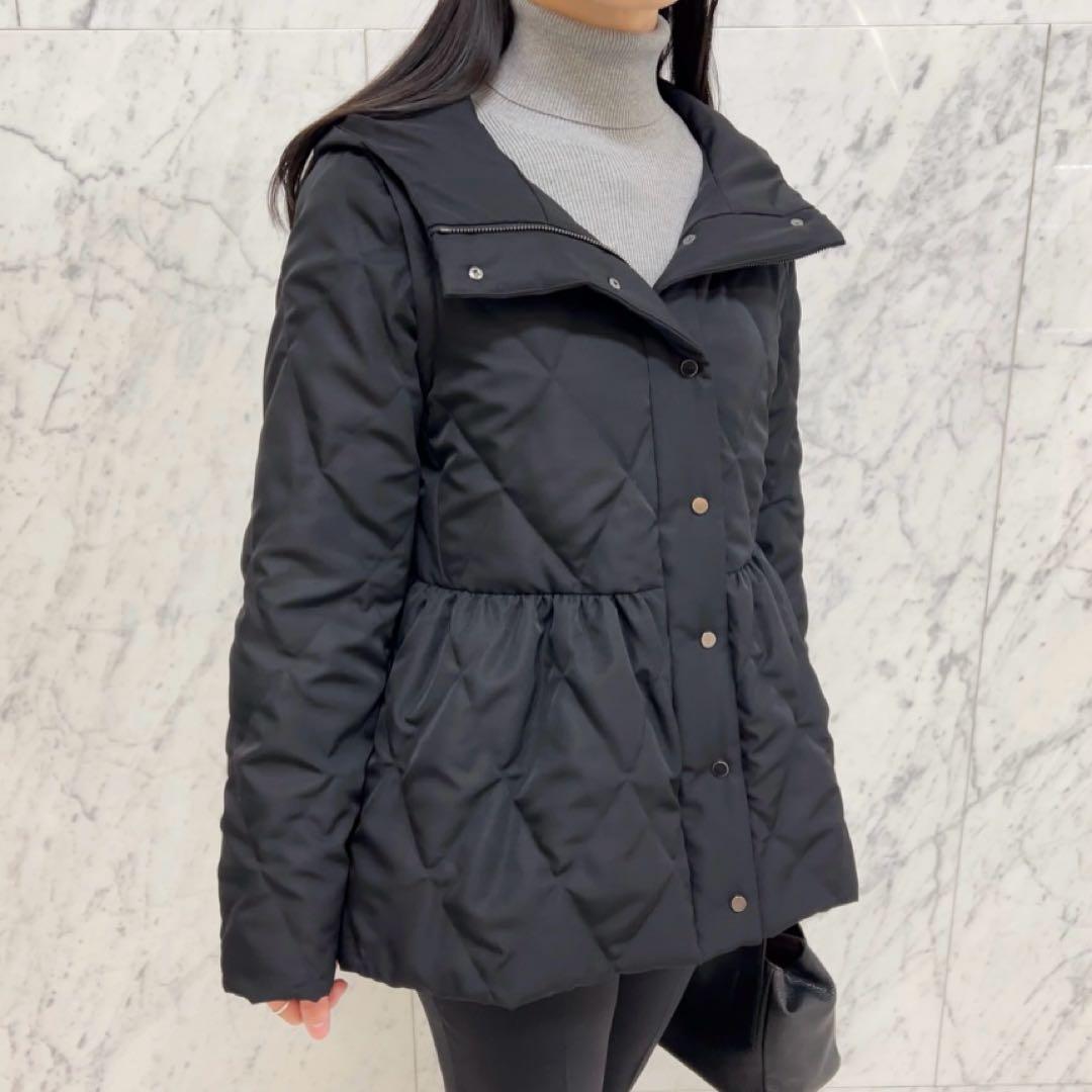 美品✨M-PREMIERエムプルミエ　2WAY ペプラムショートダウンコート　黒