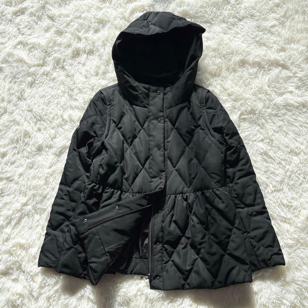 美品✨M-PREMIERエムプルミエ　2WAY ペプラムショートダウンコート　黒