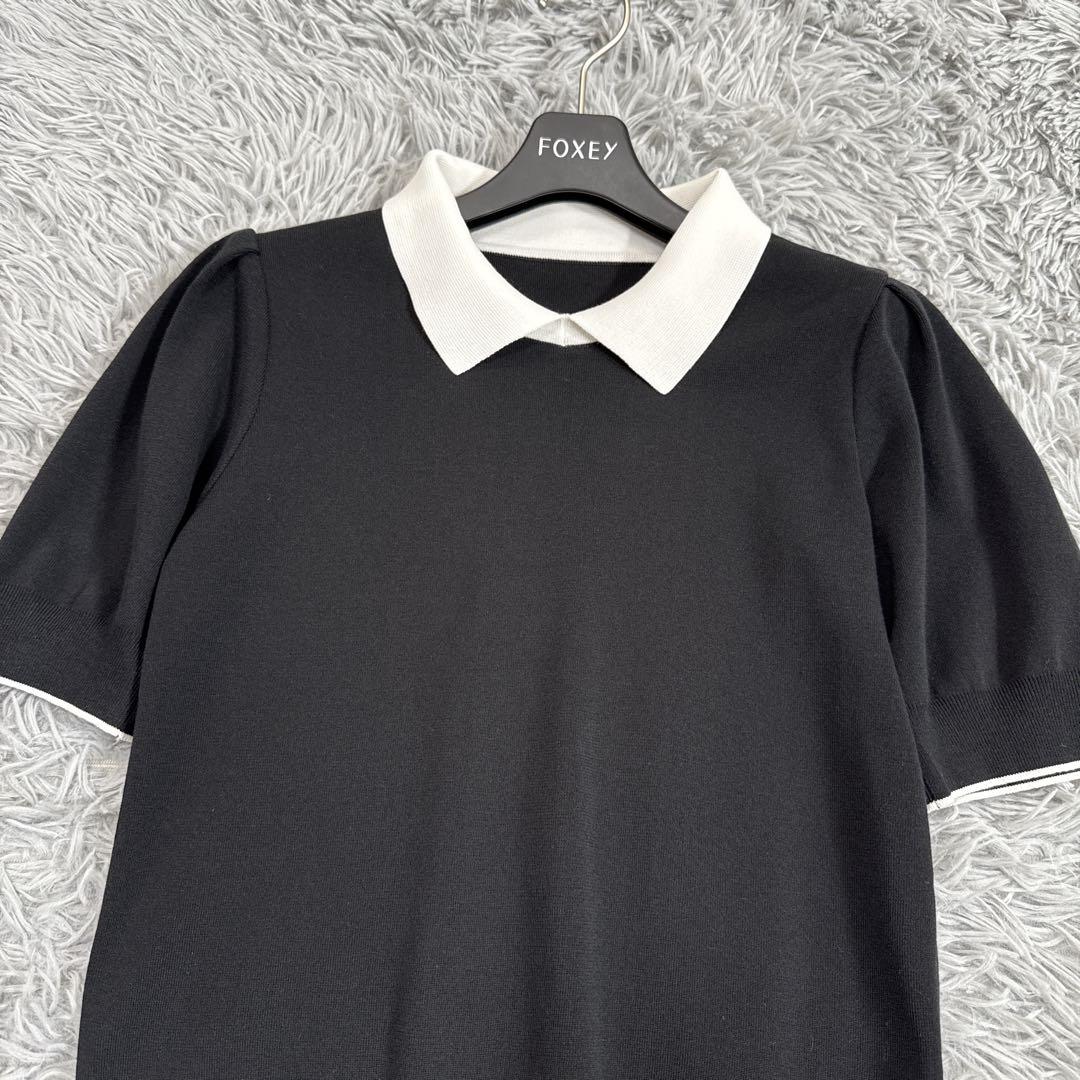 美品✨’21年 フォクシー 白襟ニットトップ コレット 雑誌掲載 ブラック