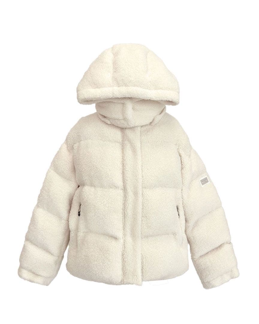 ミシェルマカロン フード付きホワイトダウンジャケット