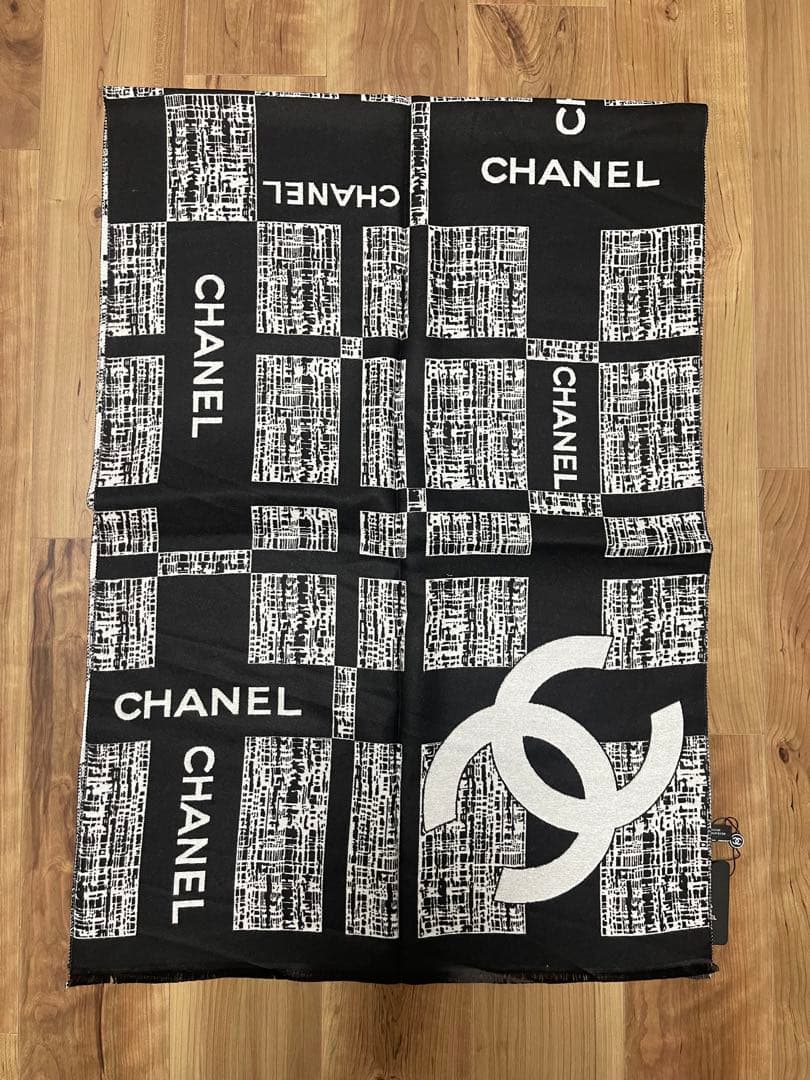 未使用 ビッグCCマーク CHANEL ノベルティ マフラー ブラック ストール