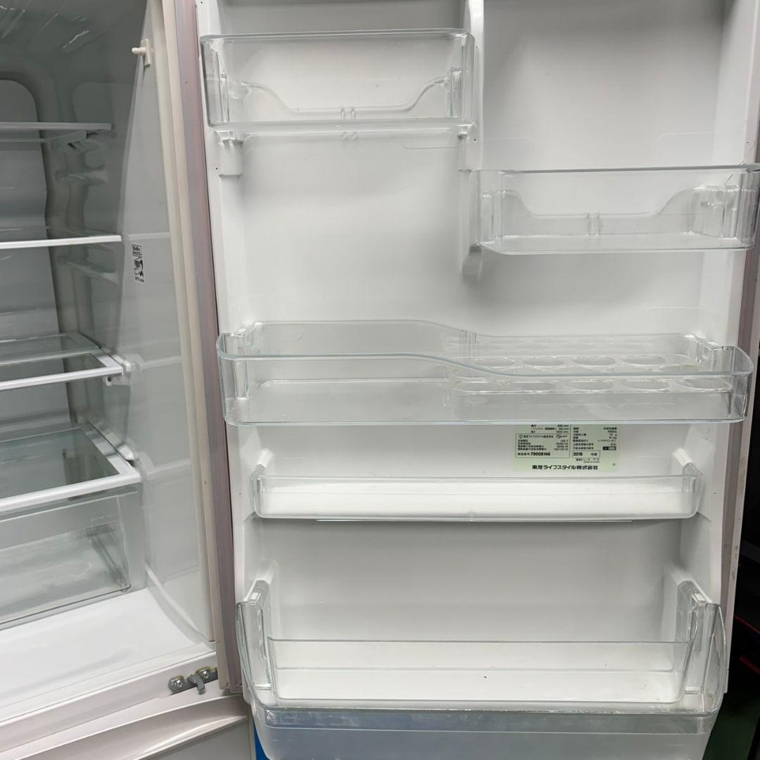 699 大型冷蔵庫　右開き　ガラストップ　400L強 自動製氷機　半年保証　美品