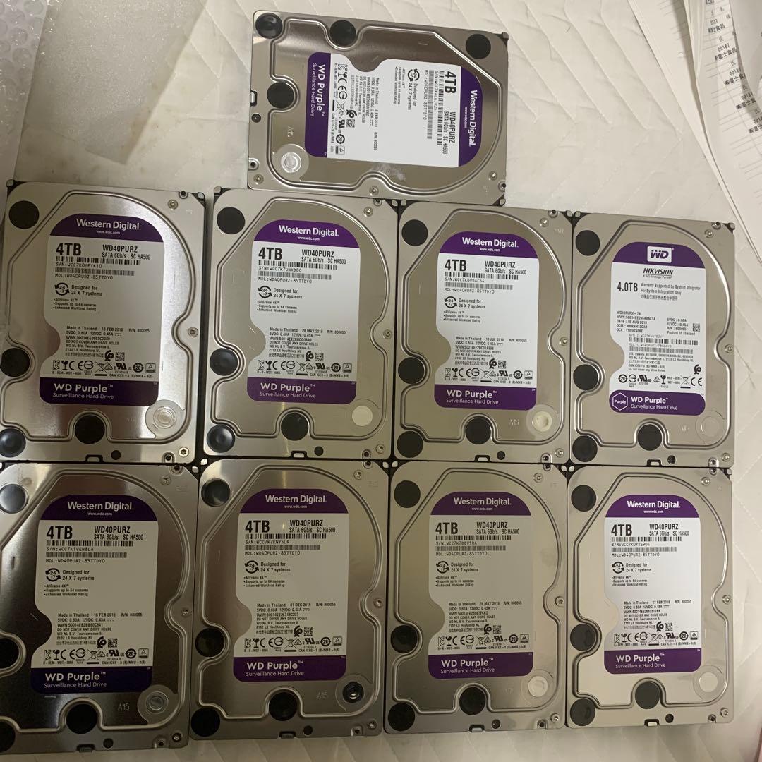 WD Purple 4TB HDD 監視用HDD 正常動作品 9台セット