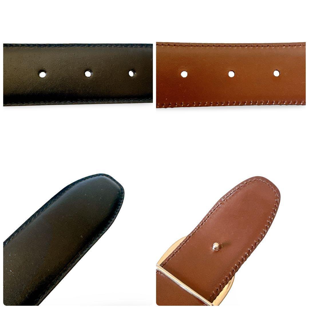 【未使用】GUCCI グッチ レザーベルトGロゴ シルバー ヴィンテージ