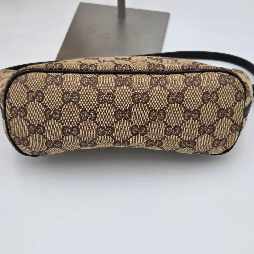 【良品】グッチ アクセサリーポーチ ミニバッグ GG キャンバス ブラウン