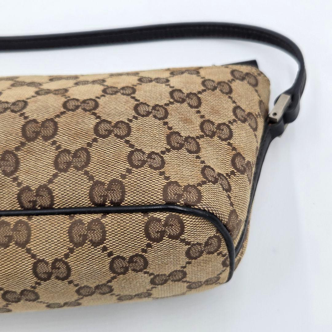 【良品】グッチ アクセサリーポーチ ミニバッグ GG キャンバス ブラウン