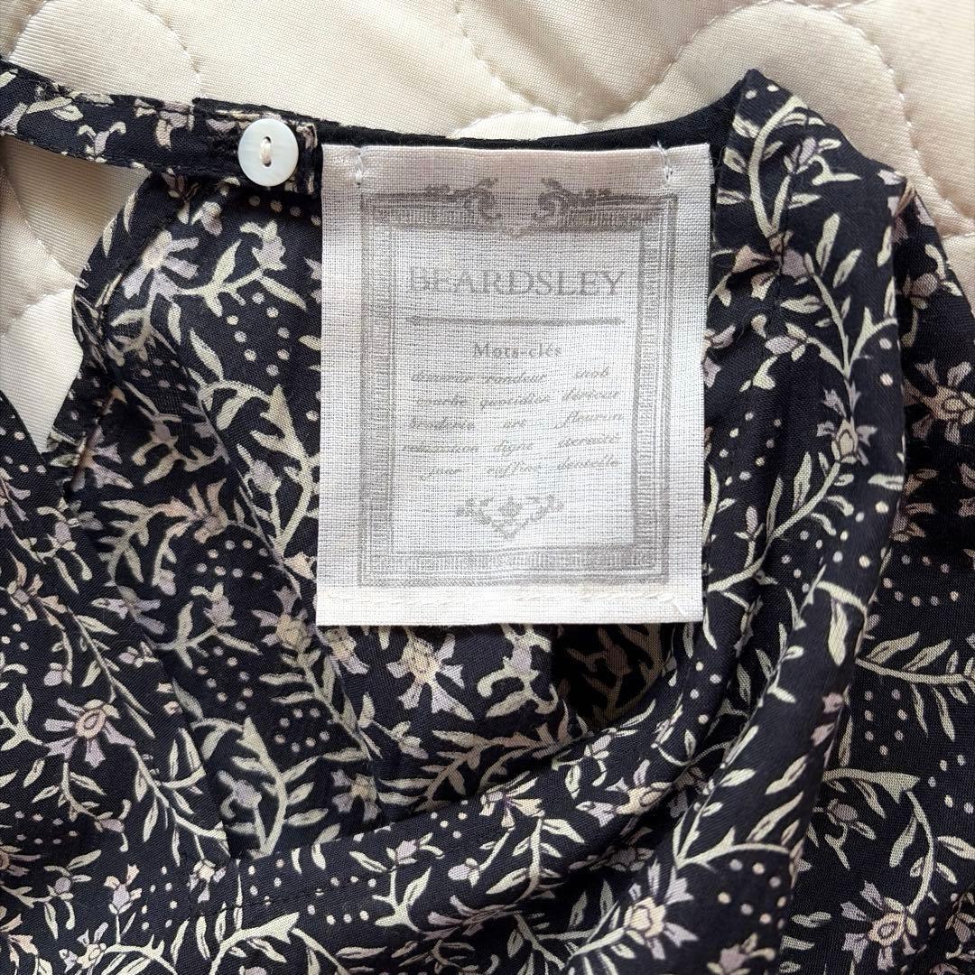 【24SS美品】BEARDSLEY プリントギャザーワンピース　ブラック