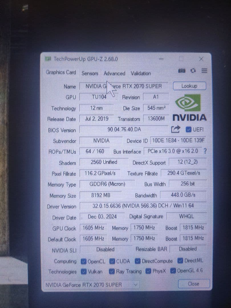 ファン新品グリスアップ GeForce RTX 2070 Super OC