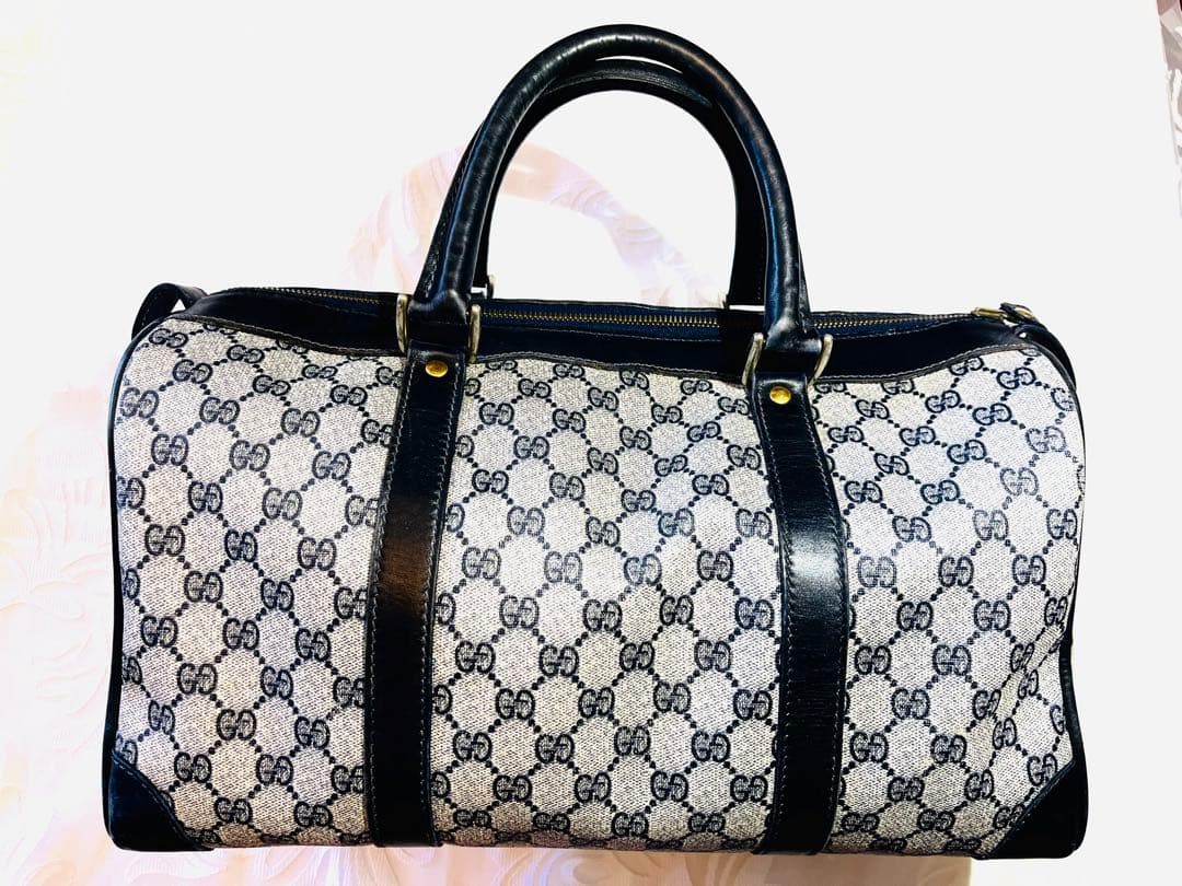 ★ヴィンテージ★ グッチ GG柄 PVC レザー ハンドボストンバッグ