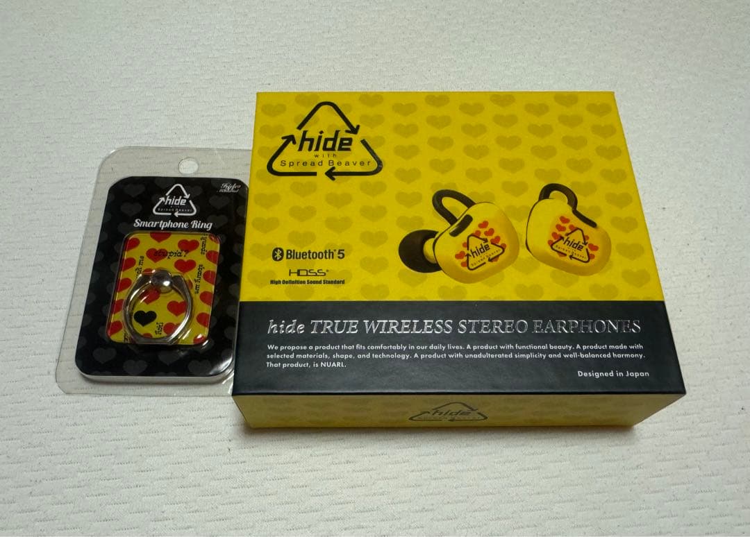 hide ワイヤレスイヤホン【説明書なし】＆スマホリング