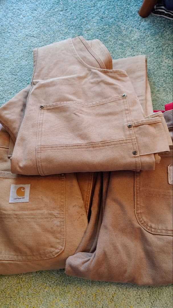 オーバーオール　ダブルニーカンガルーエプロン付き