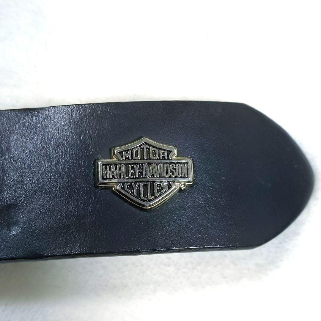 ハーレーダビッドソン　ベルト　バックル　ドクロ　レザー　ブラック