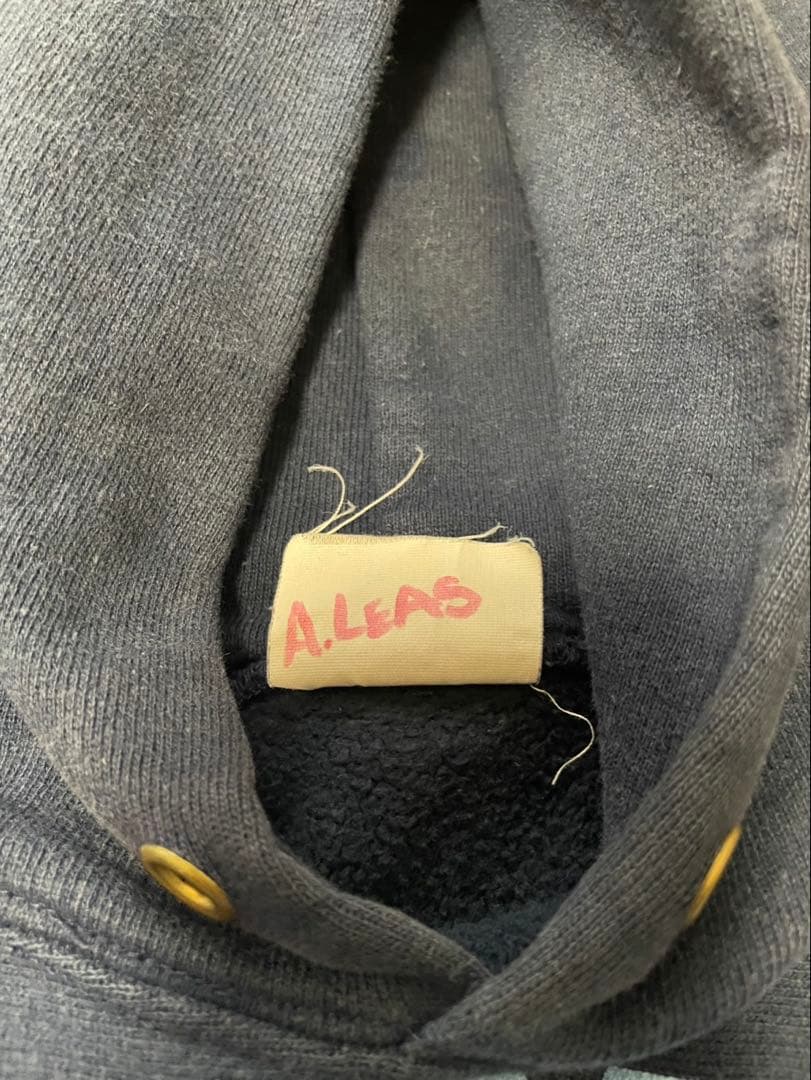 チャンピオン80s90sトリコタグ3段プリントリバースウィーブパーカー ネイビー