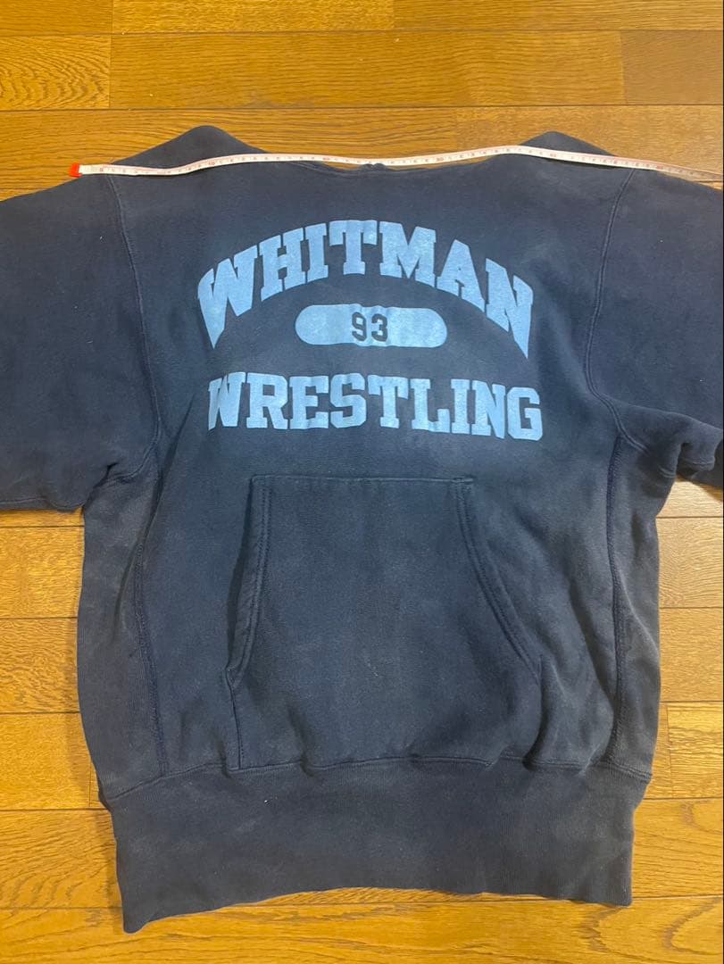 チャンピオン80s90sトリコタグ3段プリントリバースウィーブパーカー ネイビー