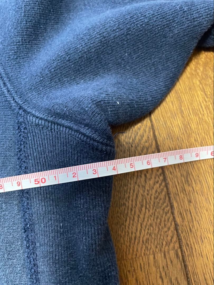 チャンピオン80s90sトリコタグ3段プリントリバースウィーブパーカー ネイビー