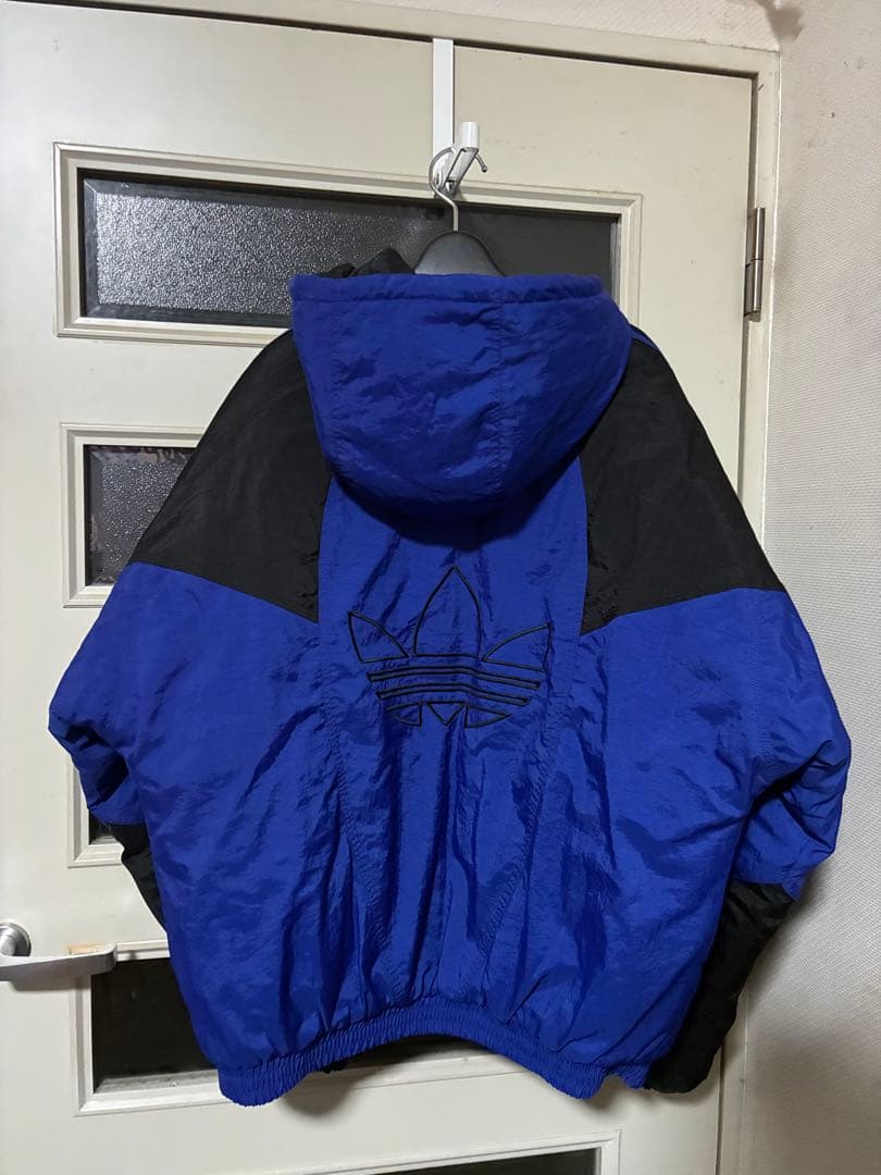 【希少】adidas 80sトレフォイル 中綿ジャケット　青　ブルー　Mサイズ