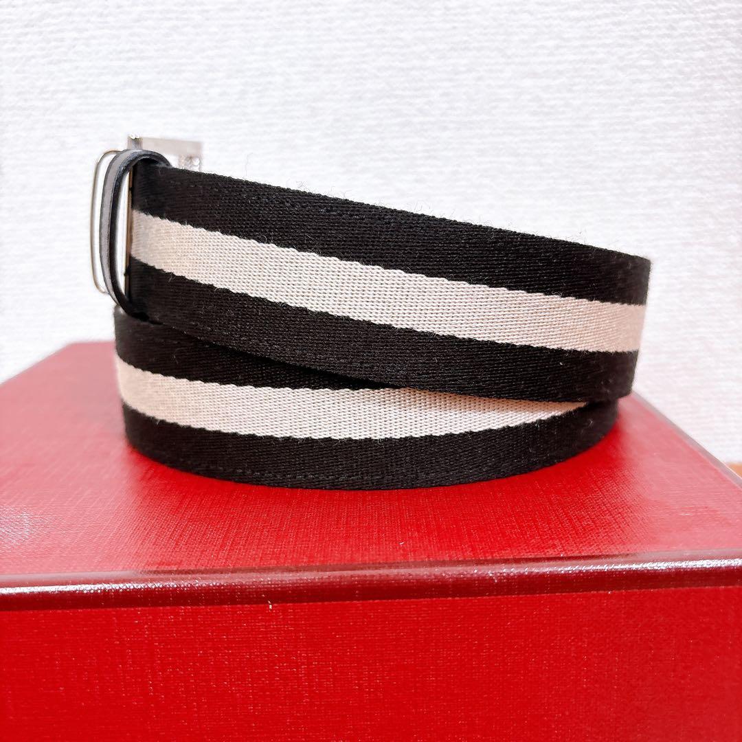 未使用級 BALLY バリー リバーシブル ベルト レザー キャンバス ブラック