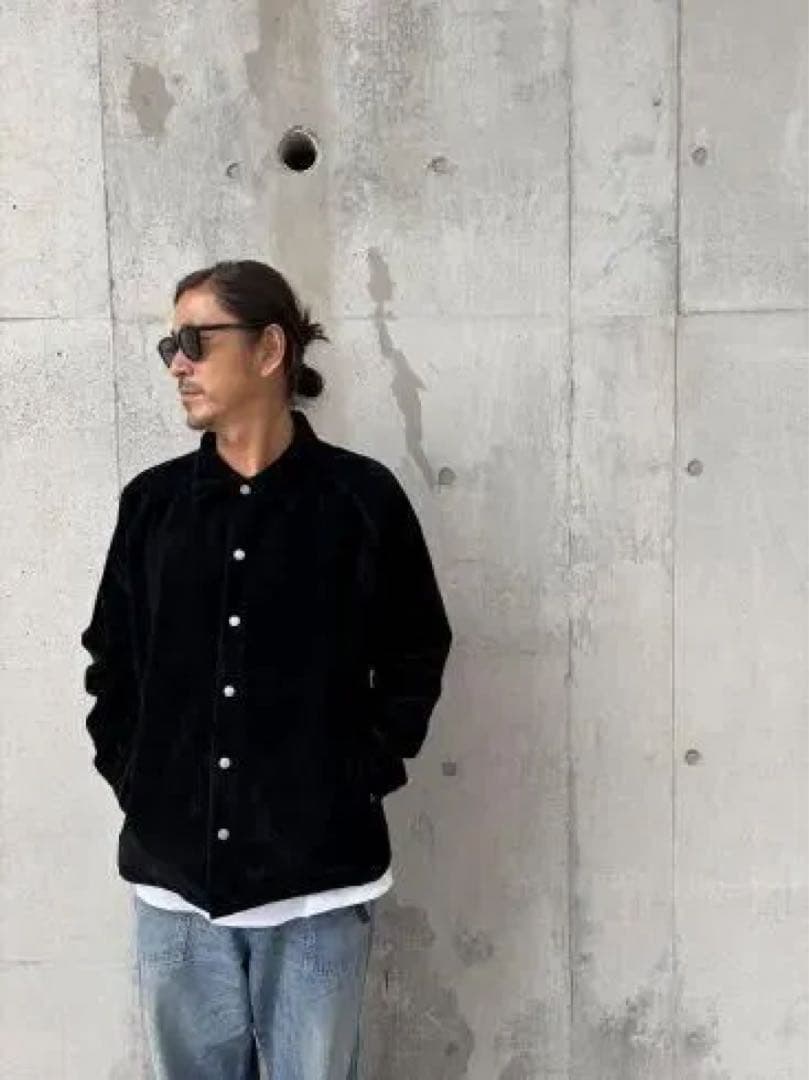 土日限定　完売品wax Fake suede coach jacket ブラック