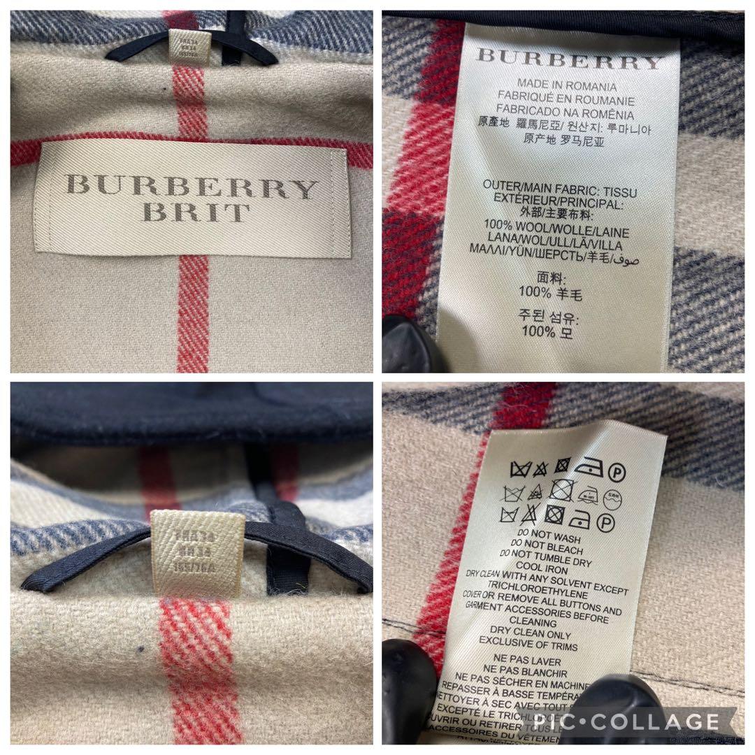 極美品 バーバリーブリット ダッフルコート　黒 メガネチェック