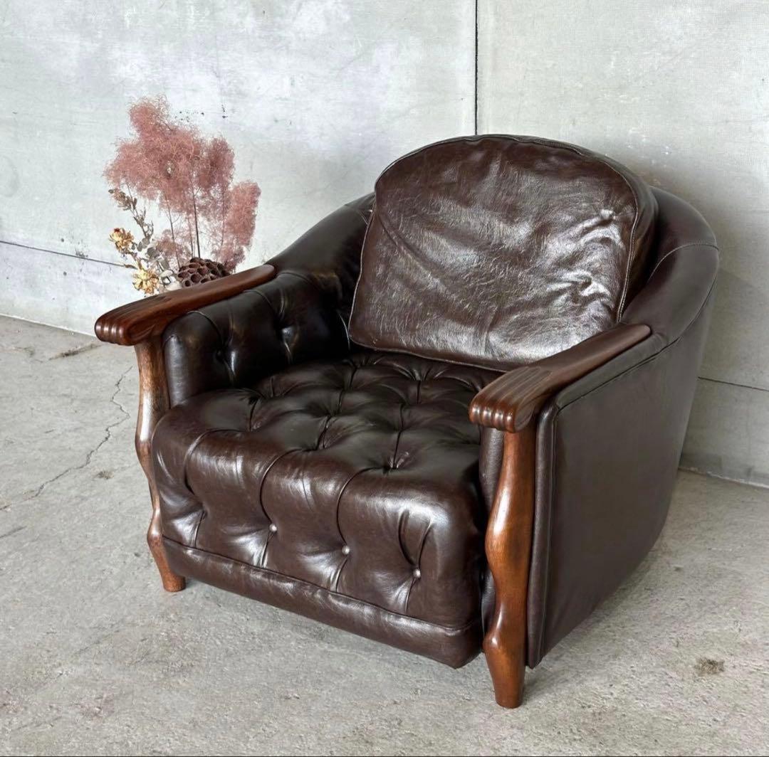 ✦最後の一脚✦マルニ木工 ベルサイユ 本革シングルソファ Mスムース