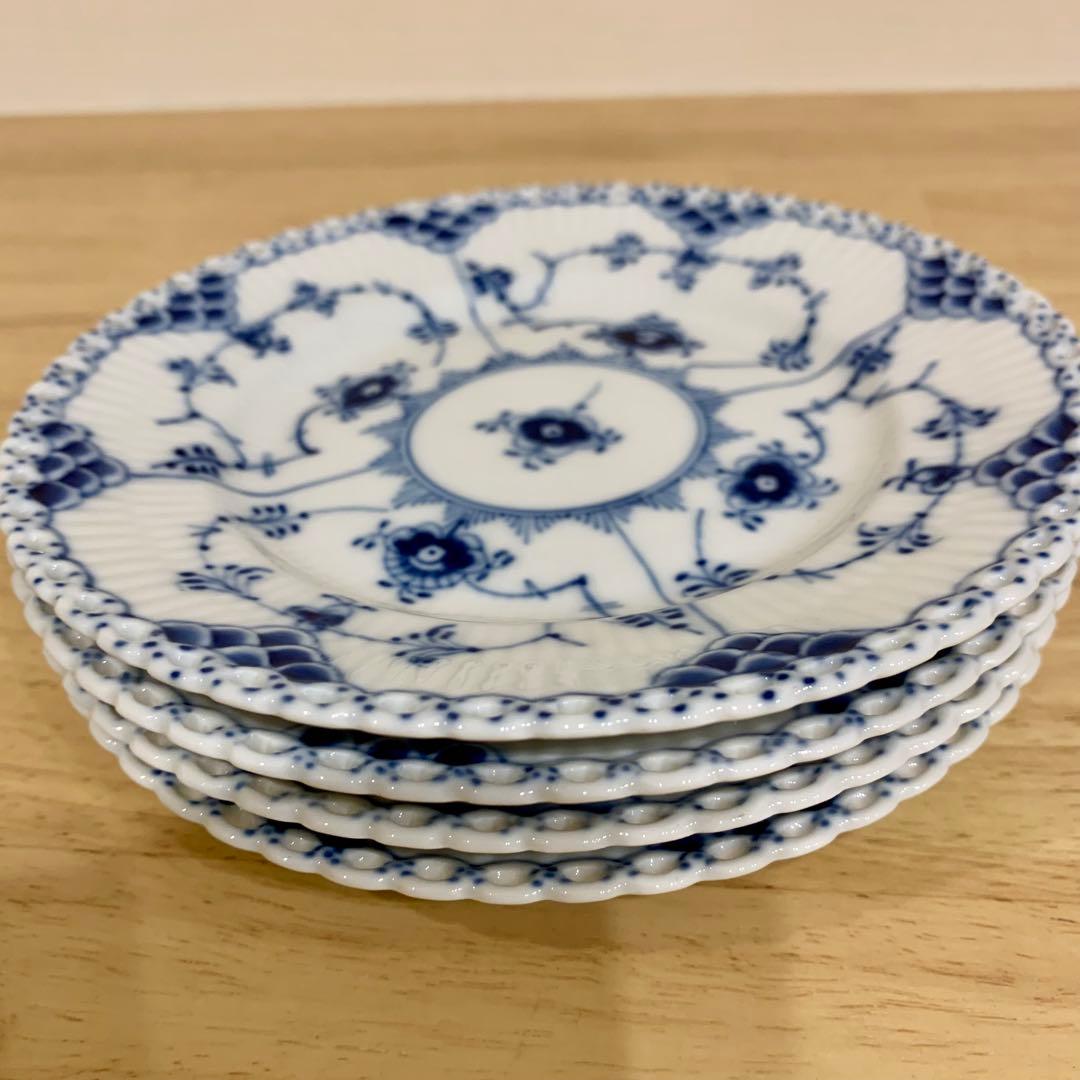 ロイヤルコペンハーゲン ブルーフルーテッド フルレース 6インチ プレート 4枚