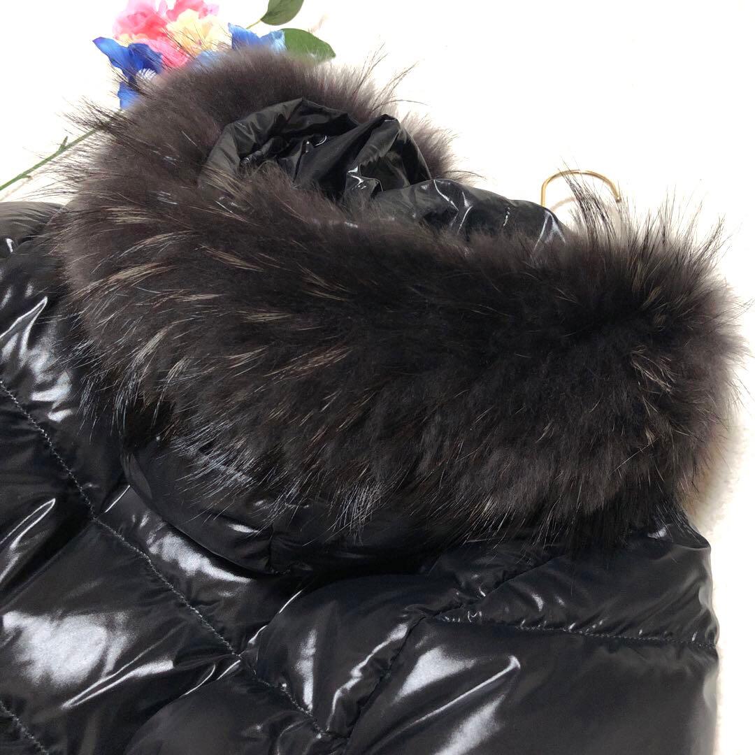 未使用級　デュベティカ　ダウンコート　corcira　ラクーンファー　黒　40