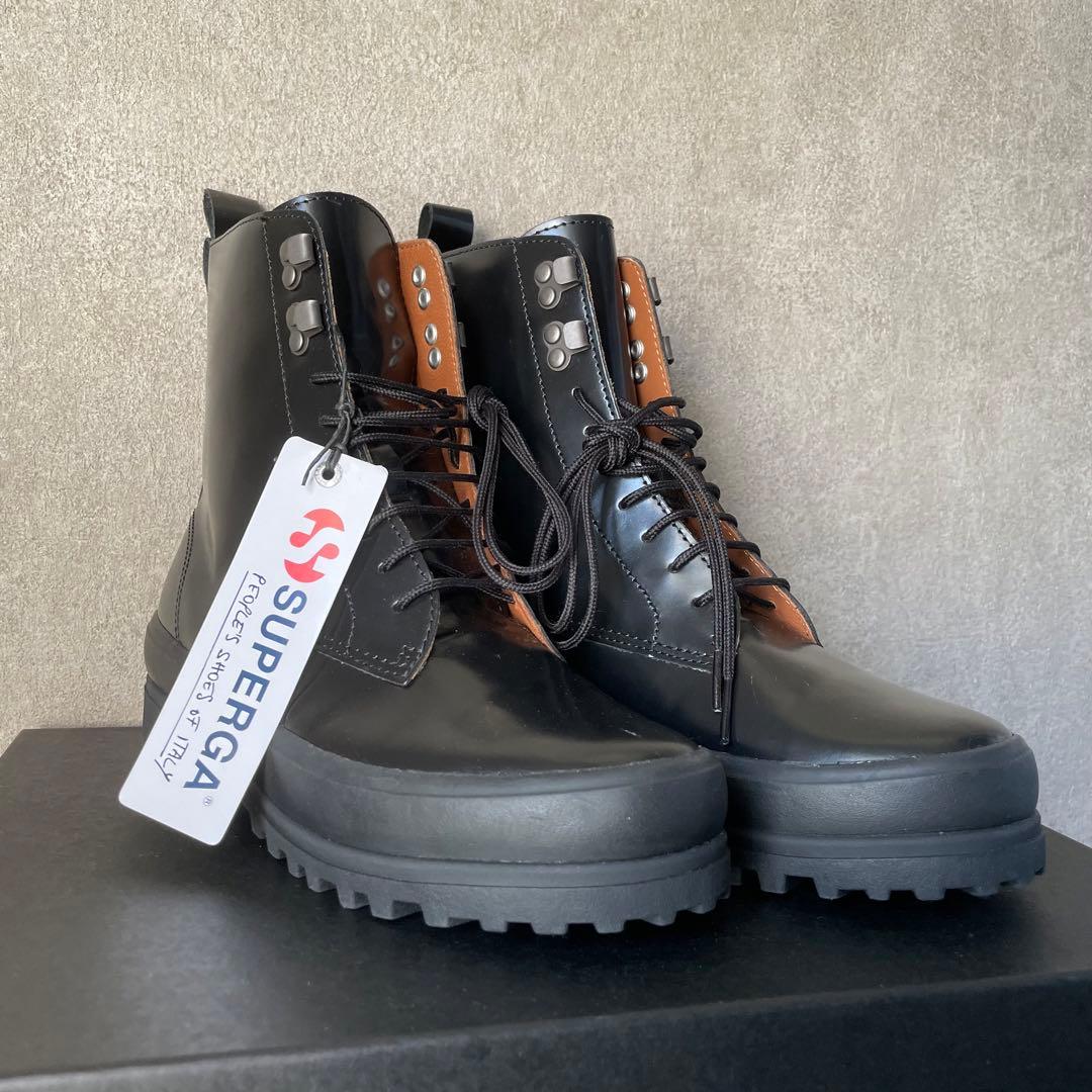 新品　SUPERGA アルピナ　ボックスレザー　ブーツ　3341 ブラック　黒