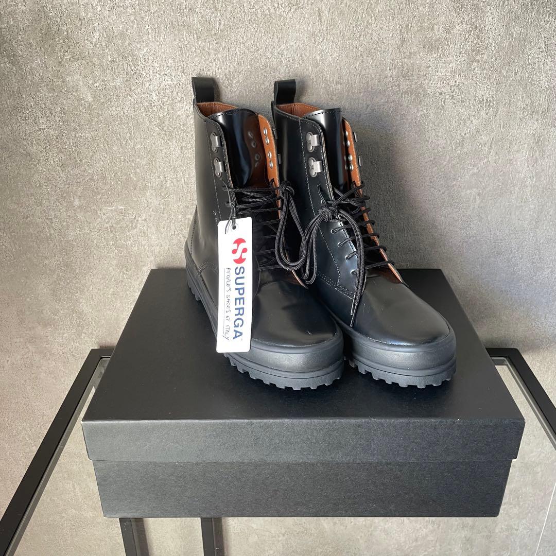 新品　SUPERGA アルピナ　ボックスレザー　ブーツ　3341 ブラック　黒