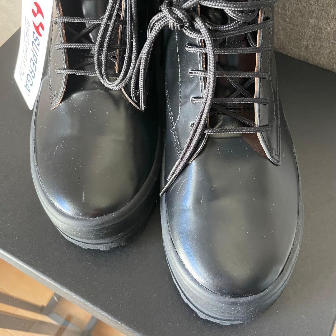新品　SUPERGA アルピナ　ボックスレザー　ブーツ　3341 ブラック　黒