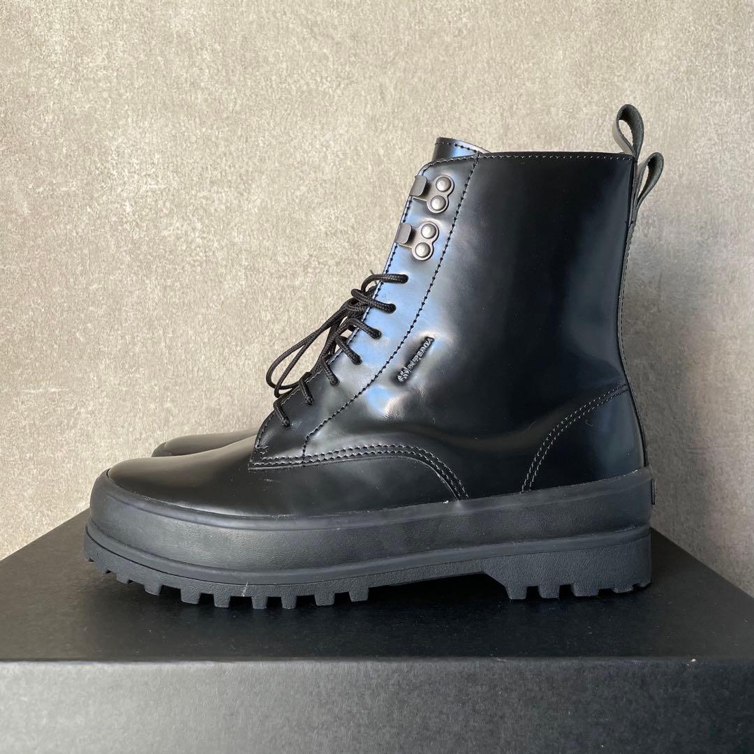 新品　SUPERGA アルピナ　ボックスレザー　ブーツ　3341 ブラック　黒