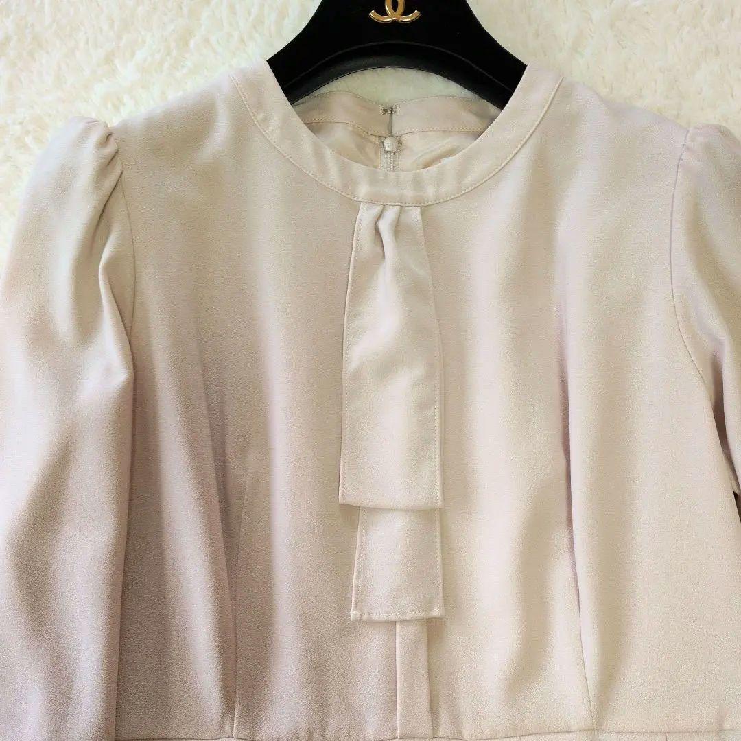 セルフォード ボウタイプリーツワンピース　セレモニー　ライトベージュ　M