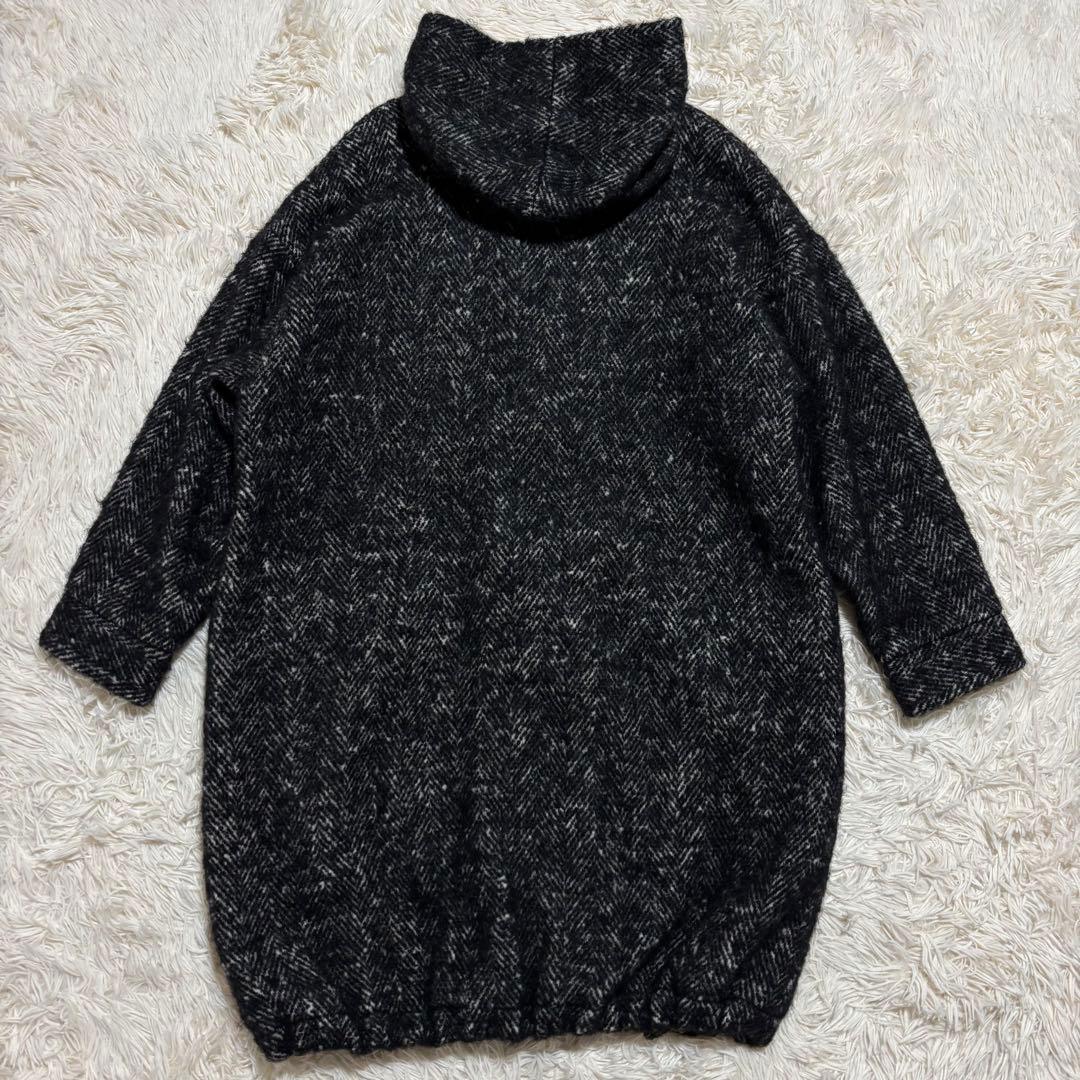 美品★ドゥルカマラ ヘリンボーン フード コート ドロップショルダー サイズ0