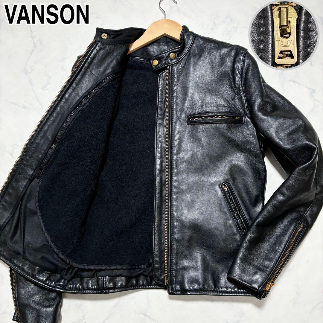 [USA製/ヴィンテージ]VANSON シングルライダース 36 TALON 黒