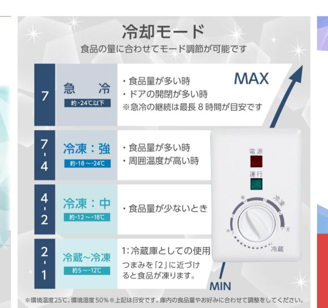 [美品]　冷凍庫 家庭用　99L　フリーザー　上開き