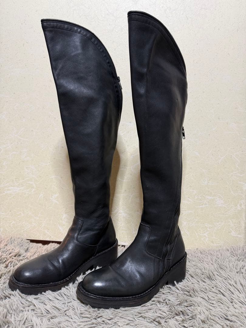 y*o様 Ann Demeulemeester レザーロングブーツ 黒 37.5
