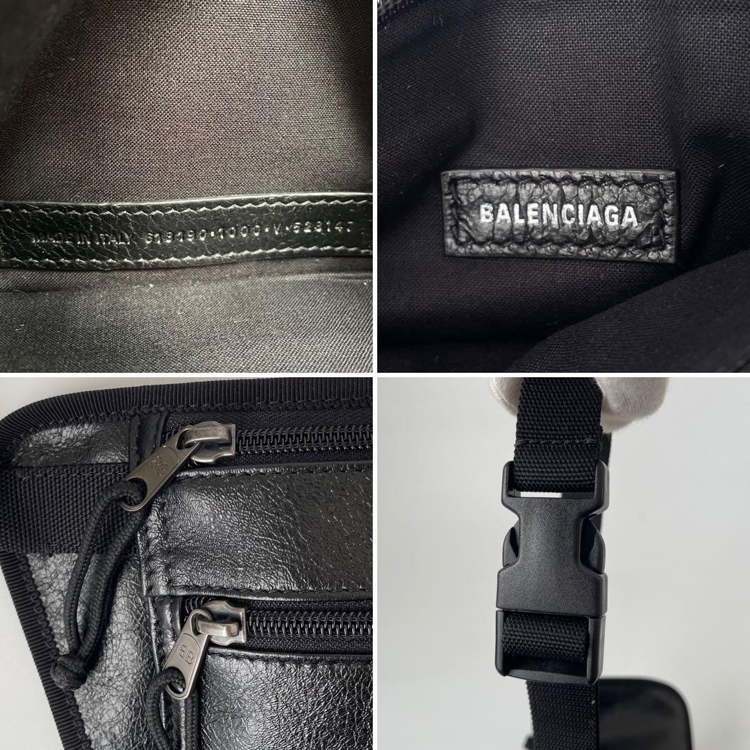 【未使用級】バレンシアガ エクスプローラー ベルトバッグ レザー ロゴ 黒