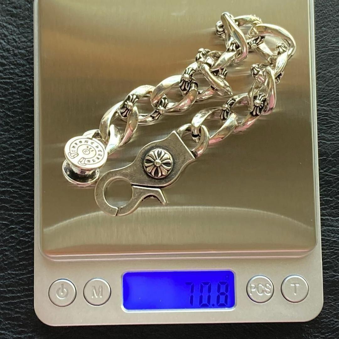 メンズブレスレット フラワーモチーフ　ヴィンテージS925コーティング 刻印あり