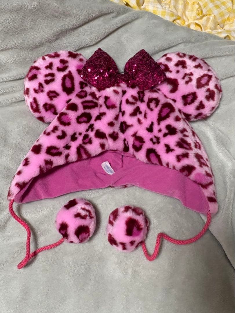 ミニーちゃんヒョウ柄ファンキャップ ピンク