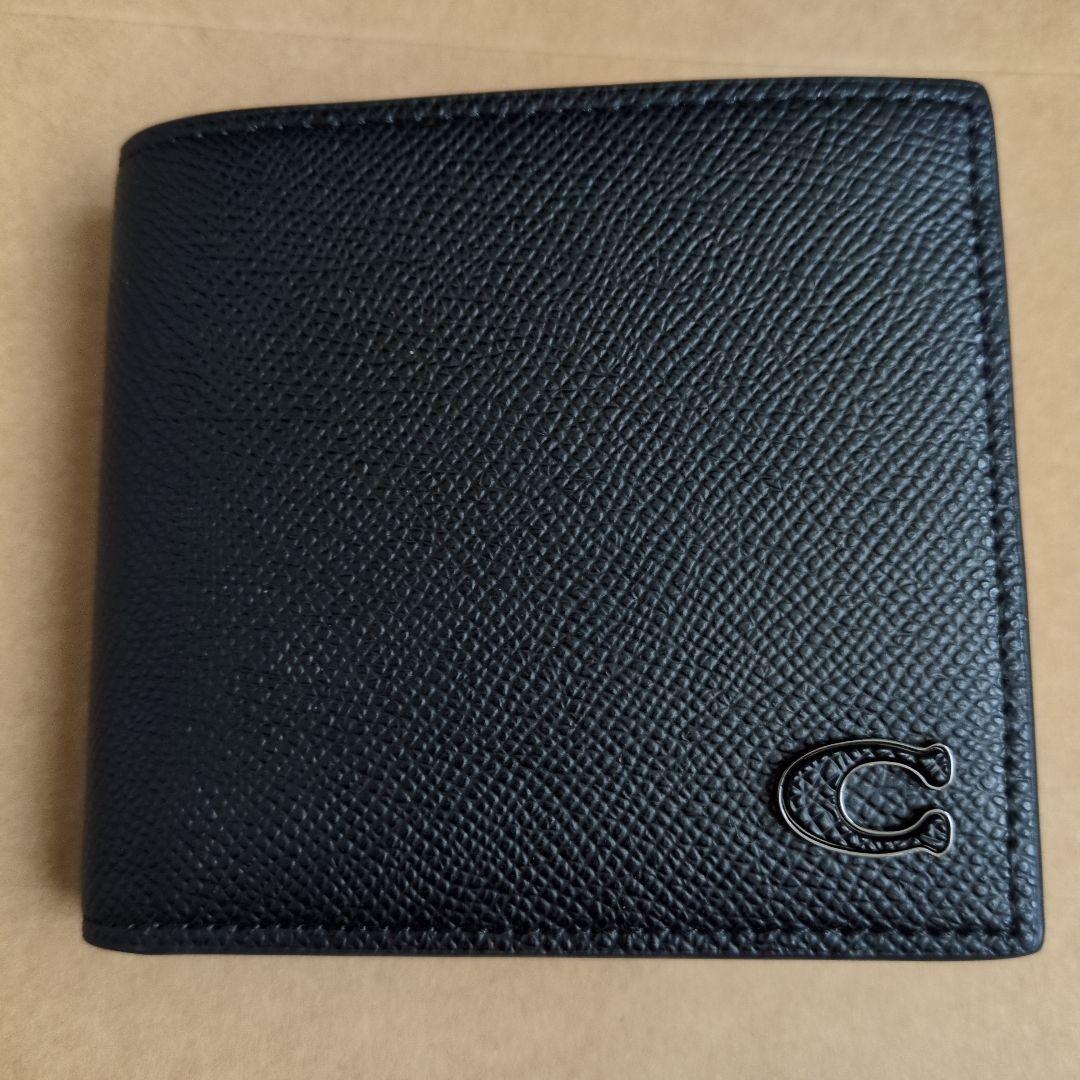 新品未使用COACH 二つ折り財布　レディース メンズ シンプル ブラック