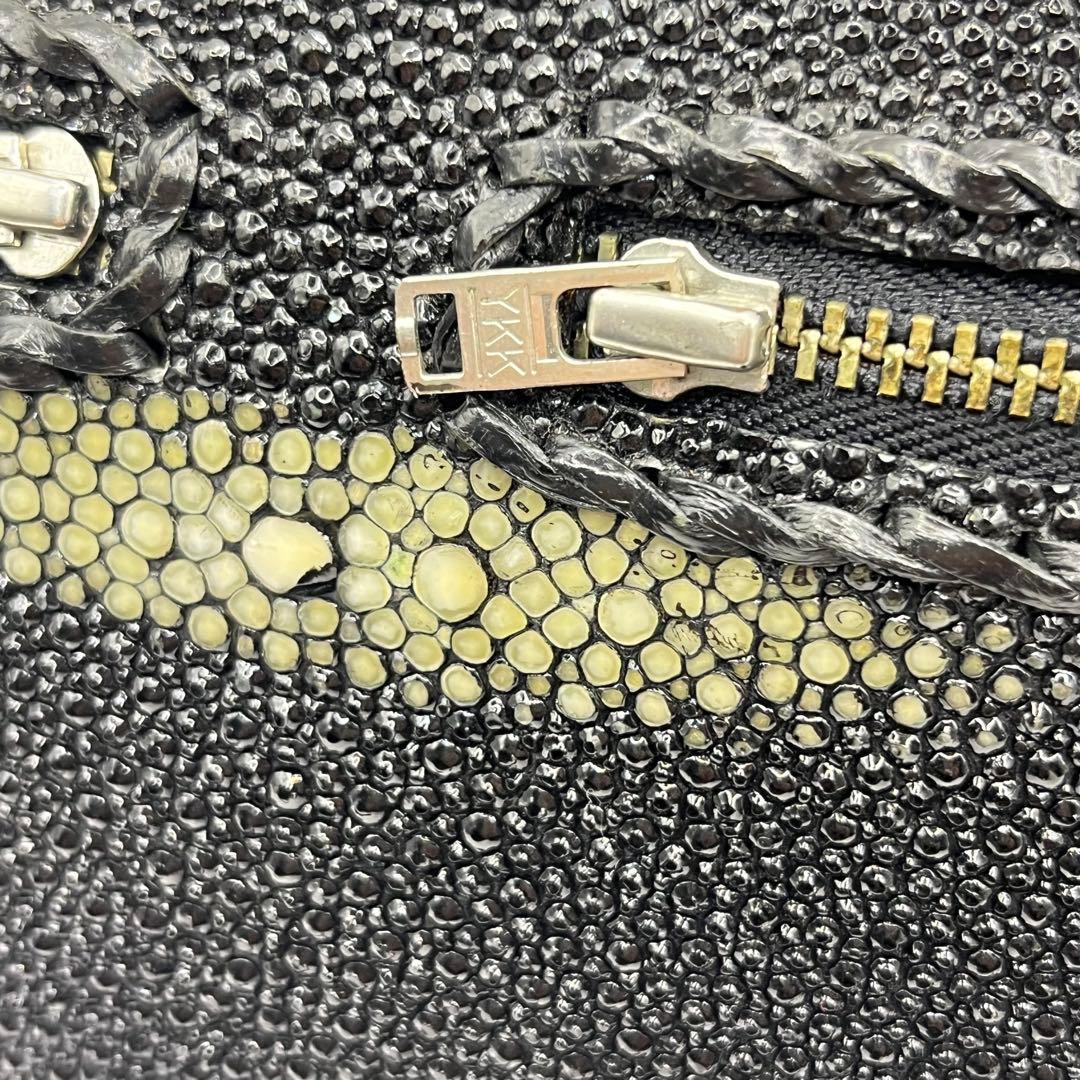 【希少】エイ革 スティングレイ レザー ボディバッグ ウエストポーチ ブラック