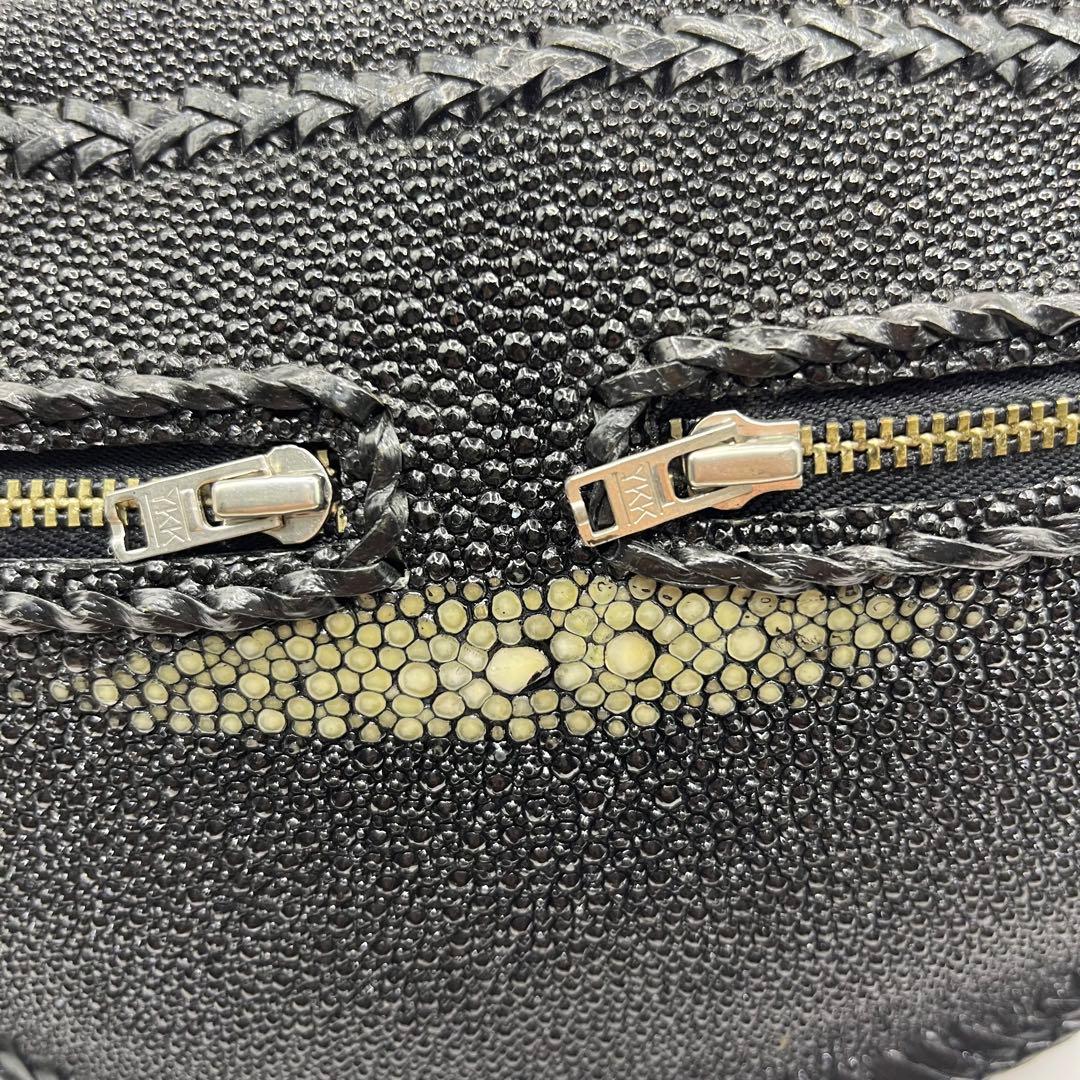 【希少】エイ革 スティングレイ レザー ボディバッグ ウエストポーチ ブラック