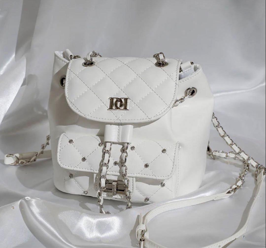 darich コンビニ支払い❌ キルティングビジューミニリュック ホワイト