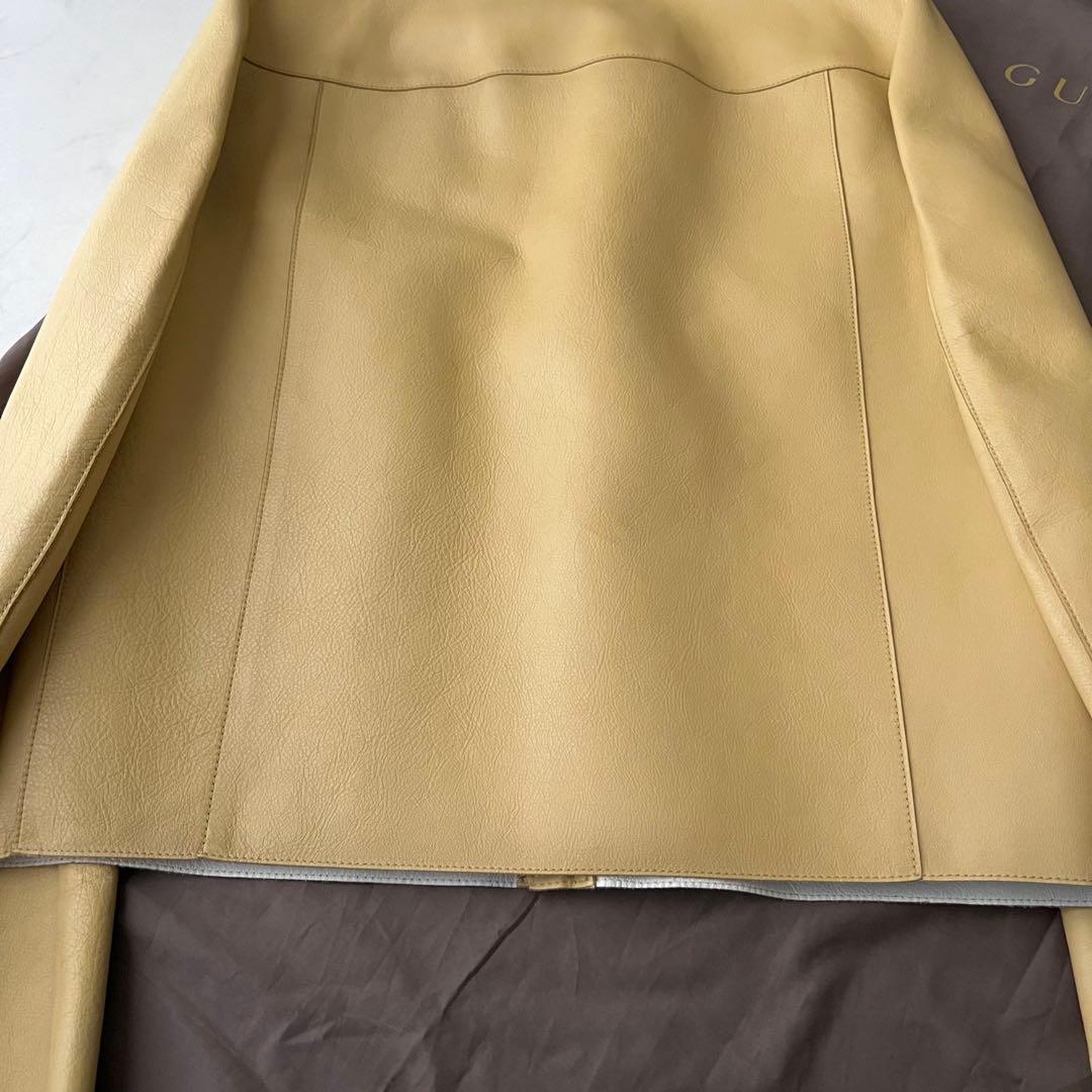 ほぼ未使用 グッチ シングル ライダース レザージャケット 牛革 バイカラー L