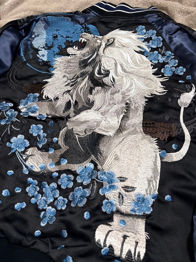 未使用 SKAJAN ライオン 日本 スカジャン unisex サテン 美品