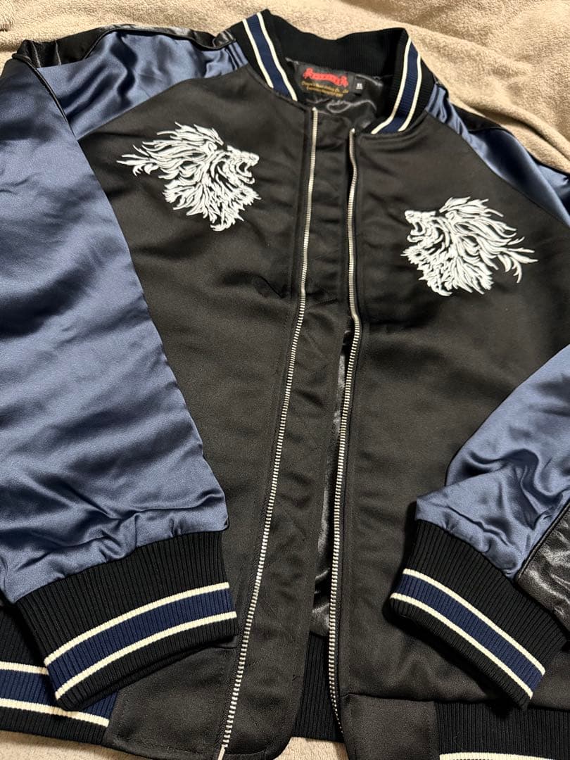 未使用 SKAJAN ライオン 日本 スカジャン unisex サテン 美品