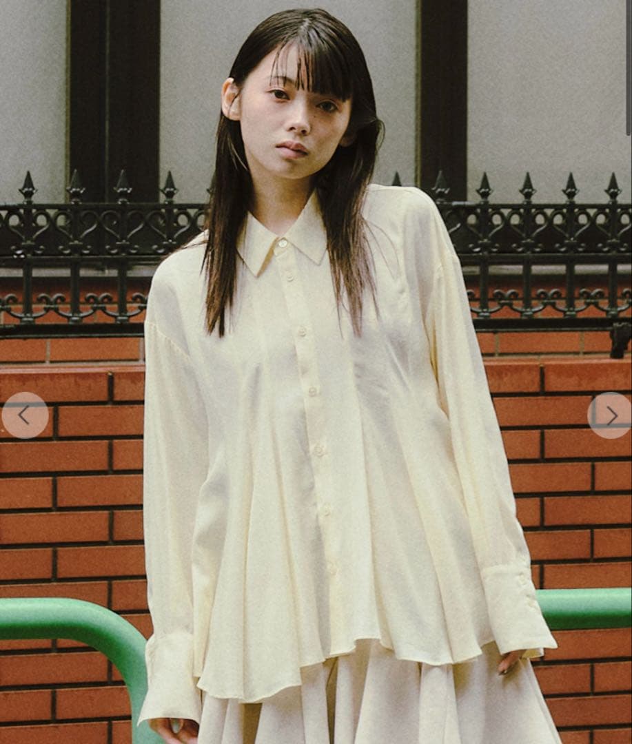 【COCO DEAL】フレアぺプラムシャツ イエロー