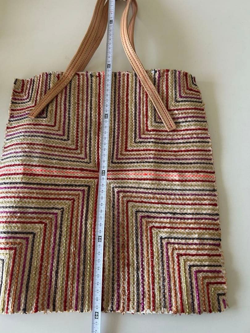 新品未使用エンシャラen shallaモロッコ製ハンドメイドトートバッグ/赤系