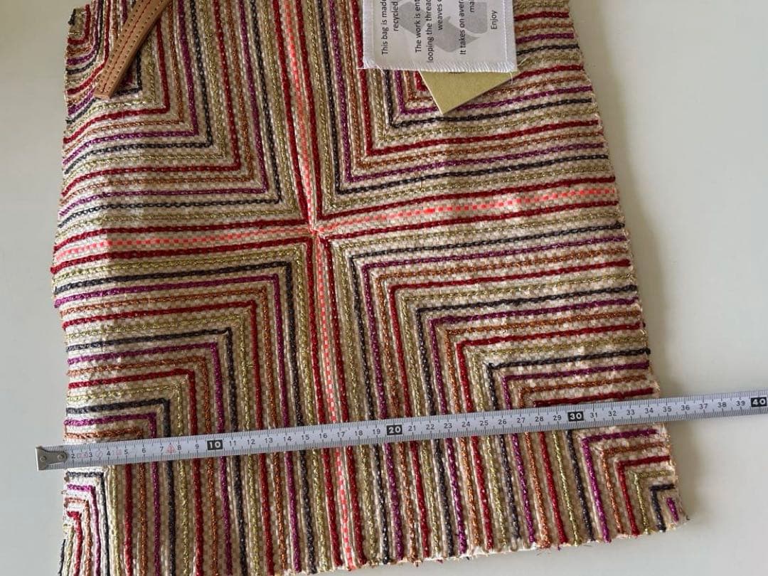 新品未使用エンシャラen shallaモロッコ製ハンドメイドトートバッグ/赤系