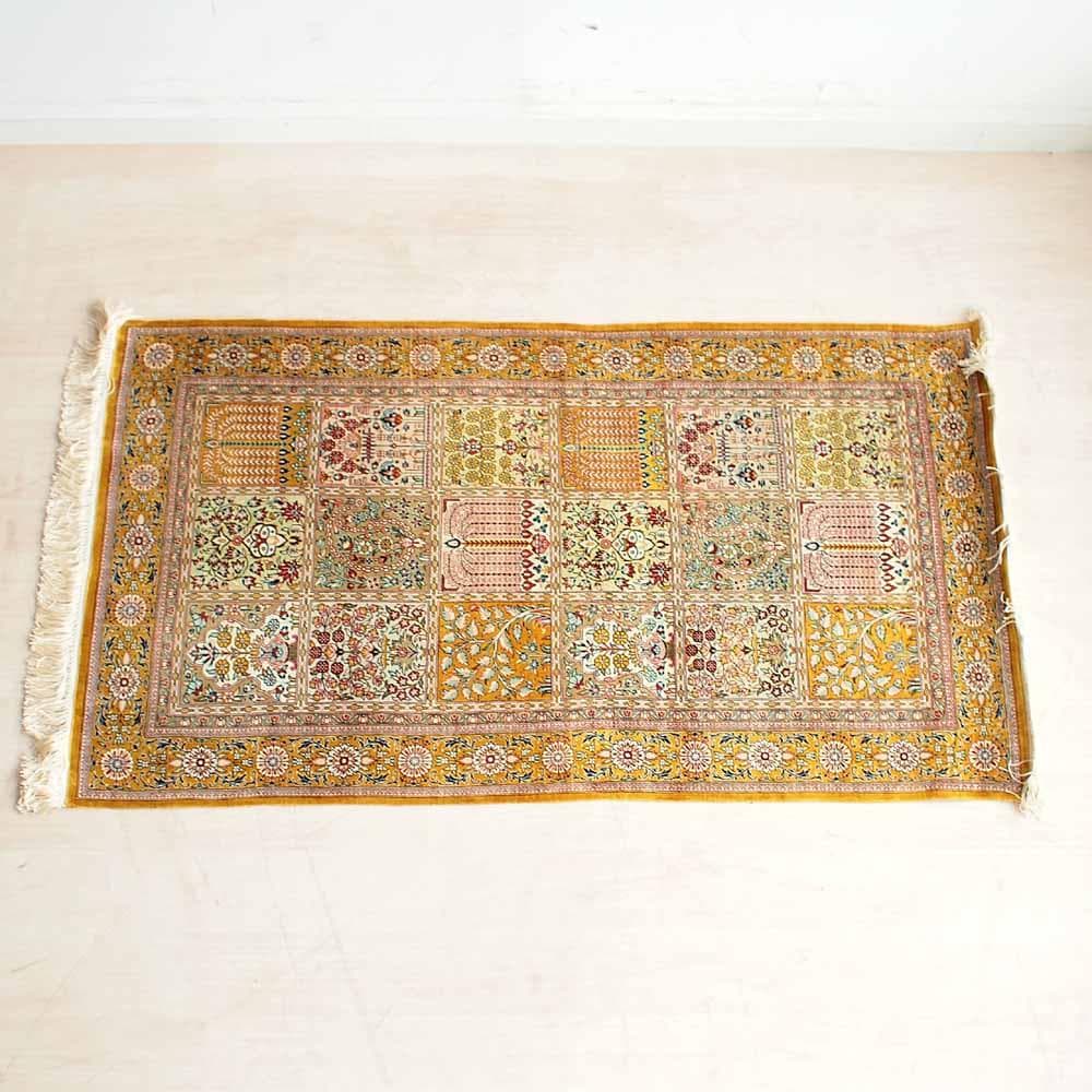 ペルシャ絨毯 マスタードカラー 71cm × 123cm 玄関ラグZR24236